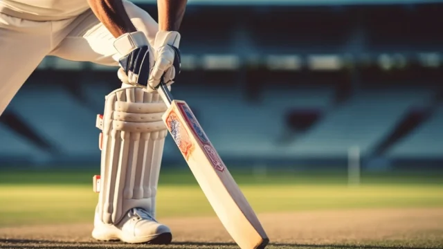 Cricket player holding bat
